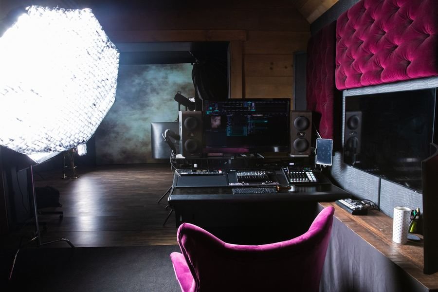 The control desk looking straight onto the stage